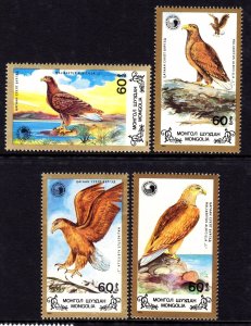 Mongolia 1988 Eagles - Birds Complete Mint MNH Set SC 1700-1703