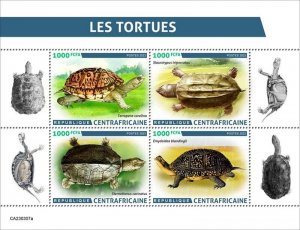 Central Africa - 2023 Turtles, Musk, Blanding's - 4 Stamp Sheet - CA230307a