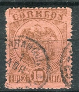 COLOMBIA; 1886 classic perf Condor issue used Shade of 10c. Postmark