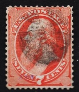 CERTIFIED US Stamp #138A 7c Vermillion Stanton I Grill USED SCV $750. Weiss Cert