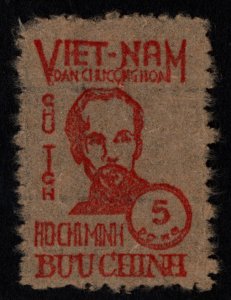 North Viet Nam, Viet MINH Scott 1L63 Unused 1948 Ho Chi Minh stamp rough paper