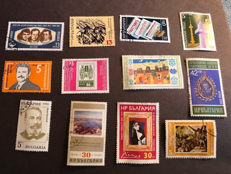 Bulgaria Stamp Lot Used (12) Colorful variety 1980s famous people & places