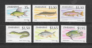 FISH - ZIMBABWE #696-701 MNH