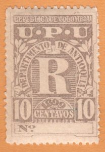 COLOMBIA - ANTIOQUIA 1899 SCOTT # F4. UNUSED. # 1