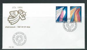 Iceland 635-6 1986 Christmas Paintings Unaddressed FDC