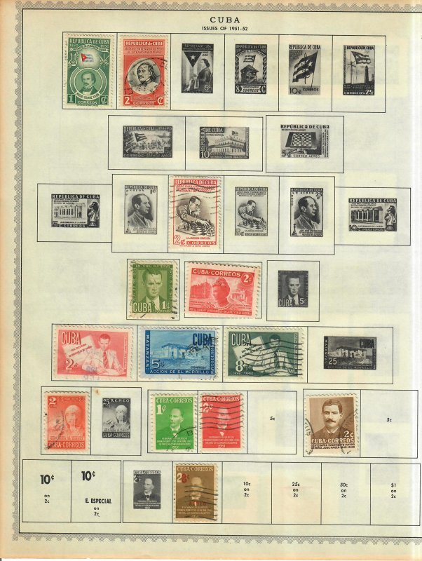 Cuba Stamp Collection On Album Pages Mixed Condition Lot