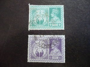 Stamps - India - Scott# 195-196 - Used Part Set of 2 Stamps