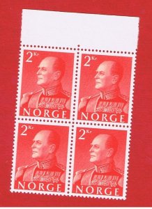 Norway #372  MNH OG  block of 4   Olav V    Free S/H