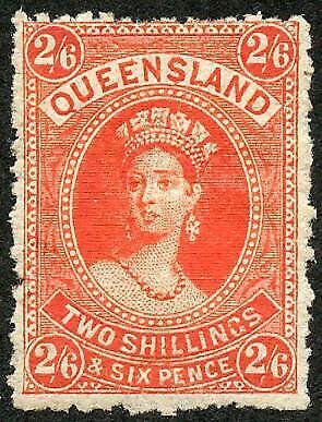 Queensland SG153 2/6 Vermilion M/M Cat 130 pounds 