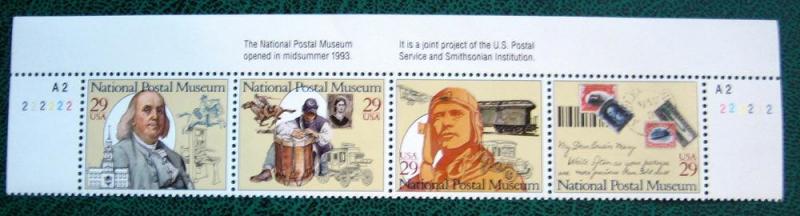 USA 2779-2782, 29c National Postal Museum, Strip of 4, MN...