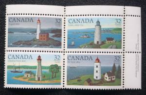 CANADA Sc# 1035a  Se tenant Corner block LIGHTHOUSES  1984  mnh MINT