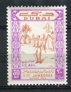 DUBAI; 1964 early Scout Jamboree issue fine Mint hinged 30np. value