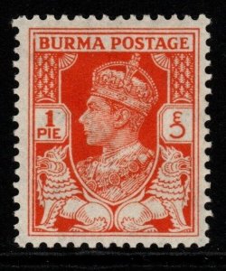 BURMA SG18b 1940 1p RED-ORANGE MTD MINT