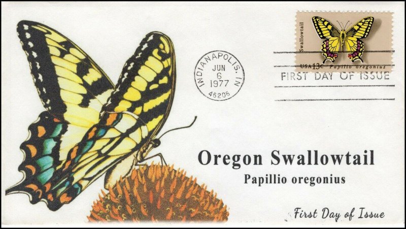 AO-1712,1977, Swallowtail Butterfly, Add-on Cachet, FDC, SC 1712,