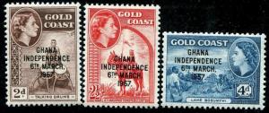 HERRICKSTAMP GHANA Sc.# 25-27 1957 Speculation Stamps Mint NH