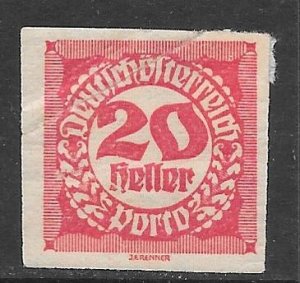 Austria J96: 20h Numeral, imperf, MH, F-VF