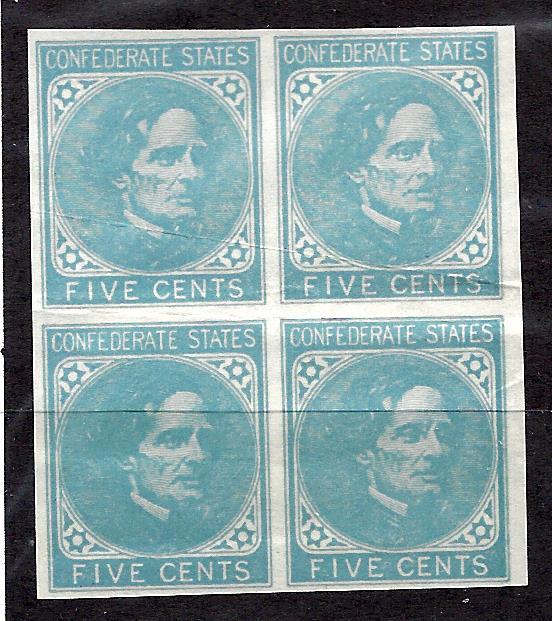 CSA 6 Mint,NG... Block of 4... SCV $28.00 (for no gum)