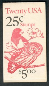 BK160 Owl and Grosbeak MNH Two Leaf Booklet  - 2285b plate #1111