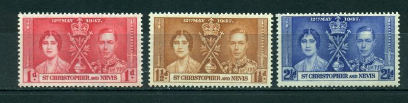 St. Kitts-Nevis 1937 # 76 - 78 MH SCV(2014) = $0.95