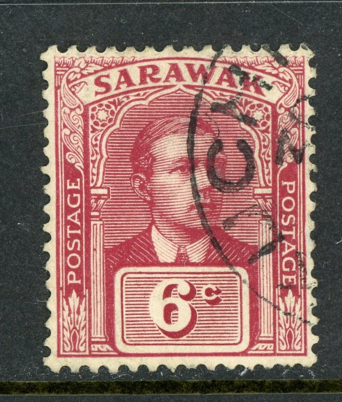 Sarawak 1922 Sir Charles Brooke 6¢ Brown Lake Unwmk Sc #58  VFU F294 ⭐⭐⭐