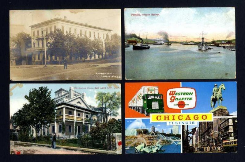 Lot of 4 used Picture Post Cards from various States and locations - Lot # 6