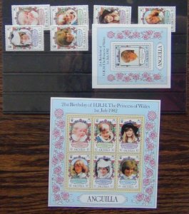 Anguilla 1982 21st Birthday Princess of Wales set M/S Sheetlet and Booklet MNH