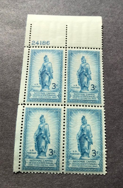 Statue of Freedom Capitol Dome Plate Block MNH(4) 3c Scott#989 Sesquicentennial