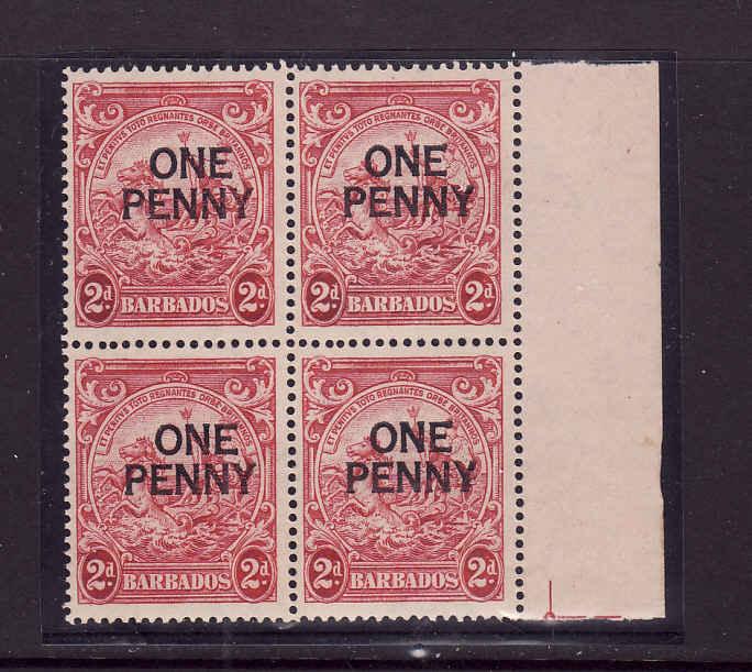 Barbados-Sc#209-unused NH Margin block-perf 14-Seahorses-194