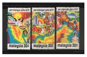 MALAYSIA 1972 PACIFIC AREA TOURIST ASSOCIATION CONFERENCE set of 3V Used SG#95-9
