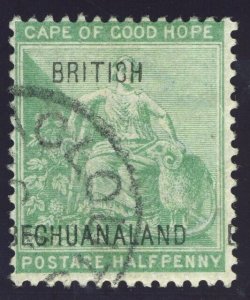 Bechuanaland 1897 'Hope' ½d yellow-green very fine used. SG 56. Sc 40.