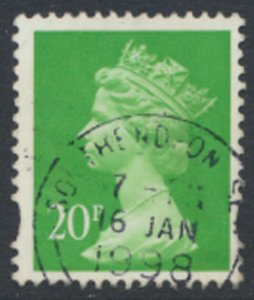 GB  Machin 20p SG Y1685 1 center band SC# MH211 Used  1996 see details