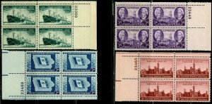 US Sc#939, 941-943, 946-947, 951-952 Eight 1946-47 Plate Blocks OG Mint NH