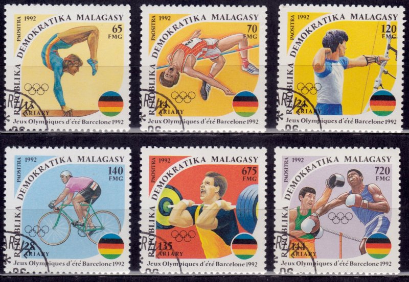 Madagascar, 1992, Olympic Games, Barcelona, sc#1072-77, used/CTO*