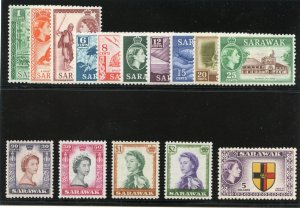 Sarawak 1955 QEII Pictorial set complete superb MNH. SG 188-202. Sc 197-211.