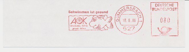 Meter cut Germany 1986 Swimming is healthy - Fish