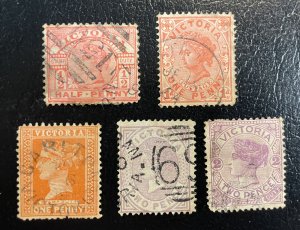 Victoria (Australian States) LOT #135,160,162,170,194 Used c1873-1901