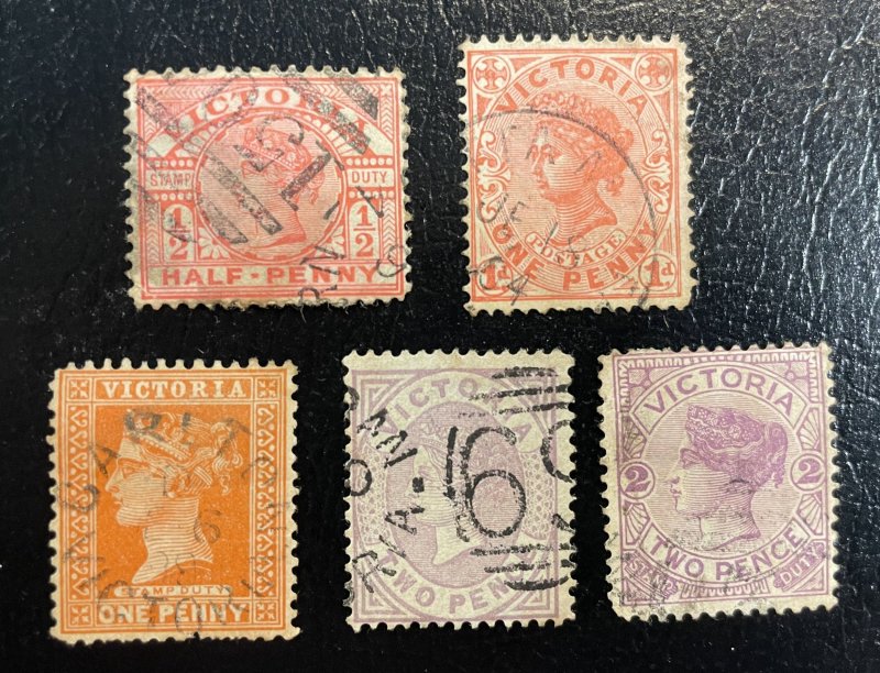 Victoria (Australian States) LOT #135,160,162,170,194 Used c1873-1901