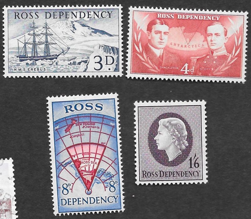 New Zealand-Ross Dependency Scott #L1-4 Ships, maps, QEII (1940) MNH