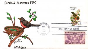 #1974 Michigan Birds - Flowers Combo Slyter FDC