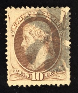 US Scott 150 Used 10c brown Thomas Jefferson, w/o Grill Lot T995 bhmstamps