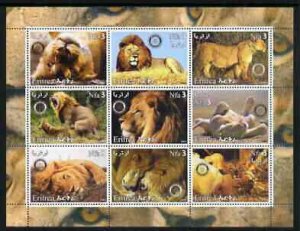 ERITREA - 2003 - Lions - Perf 9v Sheet - MNH - Private Issue