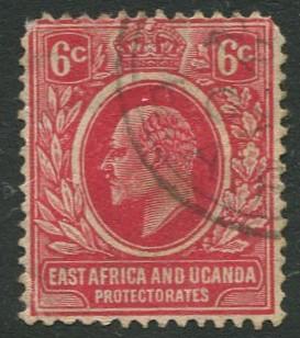 East Africa & Uganda -Scott 33- KEVII Definitive -1907 -Used -Single 6c Stamp