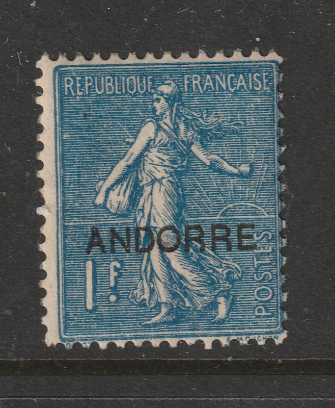 Andorra a MH 1F France overprinted