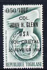 TOGO  - 1962 - John Glenn o/p - Perf Single Stamp - Mint Never Hinged