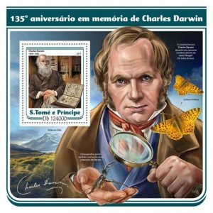 St Thomas - 2017 Charles Darwin - Stamp Souvenir Sheet - ST17213b