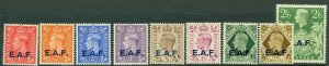 SG S1/9 British occupation of italian colonies 1943 set of 9 values, pristine