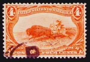 Extremely Fine 1898 Trans Mississippi 4¢ Indian Hunting Buffalo Scott #287