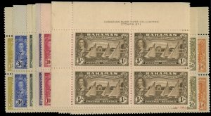 Bahamas #132-142, 1948 George VI, 1/2p-1sh, all in corner margin imprint and ...