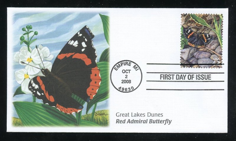 US 4352j Great Lakes Dunes Red Admiral Butterfly UA Fleetwood cachet FDC