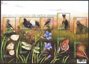 Belgium. 2017. Small sheet 4773-82. Belgium fauna, butterflies, birds. MNH.